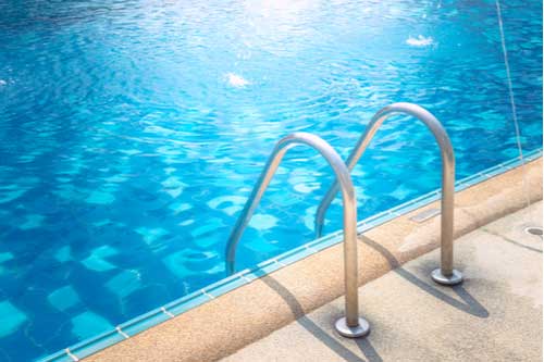 Grab bars at swimming pool